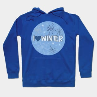 I Heart Winter Illustrated Text with snowflakes Hoodie